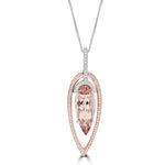 14K White and Rose gold Morganite 12.85cts and Diamond 0.55cts (SI1-VS, G-H) Pendant Necklace