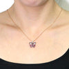 14k Rose Gold Natural Tourmaline 2 3/4ct and Pink Sapphire Butterfly Necklace