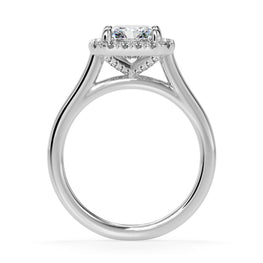 White gold radiant engagement ring with halo