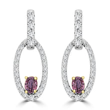 14K White & Yellow gold Alexandrite 0.32cts and Diamond 0.49cts (SI1-VS, G-H) Earrings