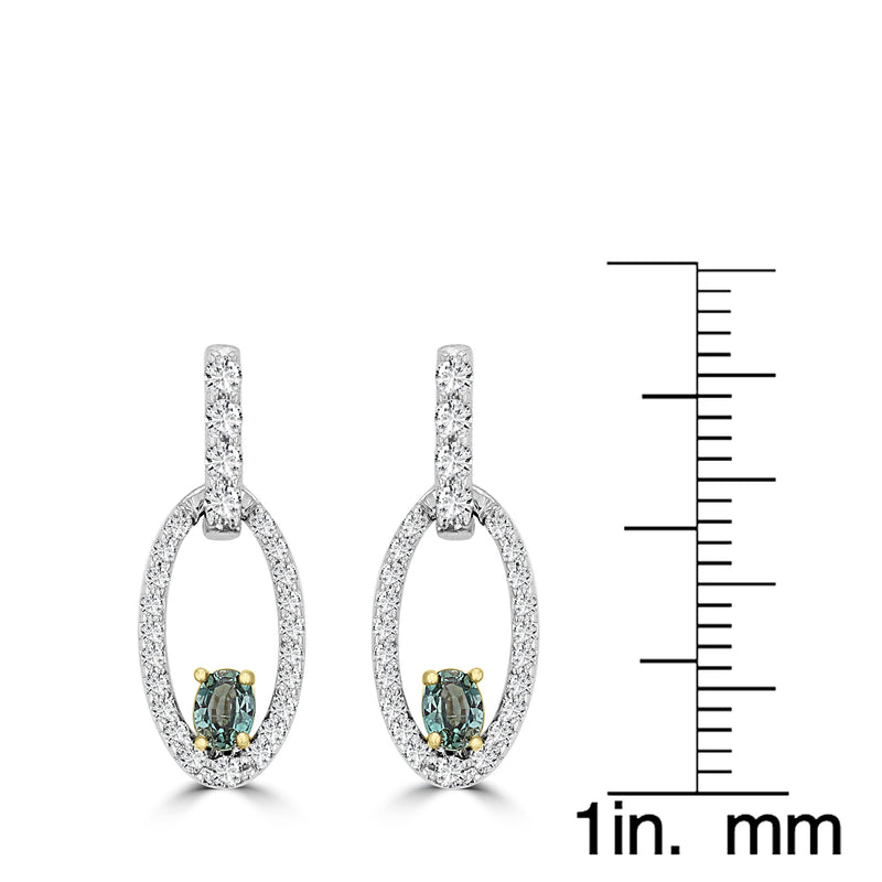 14K White & Yellow gold Alexandrite 0.32cts and Diamond 0.49cts (SI1-VS, G-H) Earrings by La Vita Vital