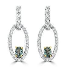 14K White & Yellow gold Alexandrite 0.32cts and Diamond 0.49cts (SI1-VS, G-H) Earrings