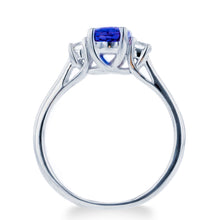 1.0ct Sapphire Ring With .25ct Diamonds 14k White Gold