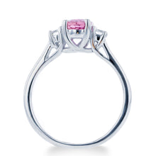 1.0ct Pink Sapphire Ring With .25ct Diamonds 14k White Gold