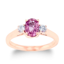 1.0ct Pink Sapphire Ring With .25ct Diamonds 14k White Gold