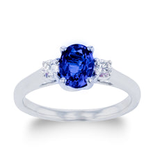 1.0ct Sapphire Ring With .25ct Diamonds 14k White Gold