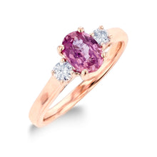 1.0ct Pink Sapphire Ring With .25ct Diamonds 14k White Gold