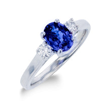 1.0ct Sapphire Ring With .25ct Diamonds 14k White Gold