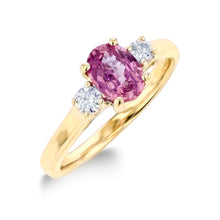 1.0ct Pink Sapphire Ring With .25ct Diamonds 14k White Gold