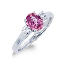 1.0ct Pink Sapphire Ring With .25ct Diamonds 14k White Gold