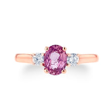 1.0ct Pink Sapphire Ring With .25ct Diamonds 14k White Gold