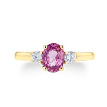 1.0ct Pink Sapphire Ring With .25ct Diamonds 14k White Gold