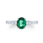 1.0ct Emerald Ring With .25ct Diamonds 14k White Gold