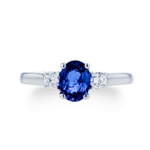 1.0ct Sapphire Ring With .25ct Diamonds 14k White Gold