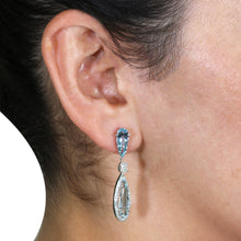 14K White Gold 6.00 cts Aquamarine and 0.85 cts of Diamond Earrings