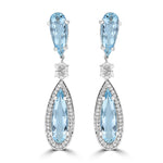 14K White Gold 6.00 cts Aquamarine and 0.85 cts of Diamond Earrings