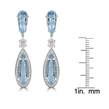 14K White Gold 6.00 cts Aquamarine and 0.85 cts of Diamond Earrings