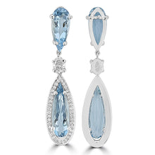14K White Gold 6.00 cts Aquamarine and 0.85 cts of Diamond Earrings