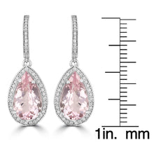 14K White gold Morganite 6.30cts and Diamond 0.60cts (SI1-VS, G-H) Dangling Earrings