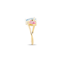 Custom 14K Yellow Gold Aquamarine & Pink Sapphire Ring