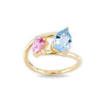 Custom 14K Yellow Gold Aquamarine & Pink Sapphire Ring