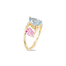 Custom 14K Yellow Gold Aquamarine & Pink Sapphire Ring