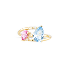 Custom 14K Yellow Gold Aquamarine & Pink Sapphire Ring