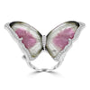 14k White Gold Natural Tourmaline 20.85cts and Diamond 0.37ct TDW Butterfly Ring by La Vita Vital