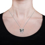 14K White Gold 6.50ct Tourmaline and 0.14ct TDW Diamond Butterfly Pendant Necklace by La Vita Vital (VS-SI1, G-H)