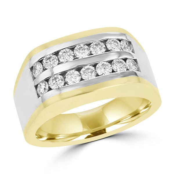 14k White & Yellow Gold Men's 1.00ct TDW Diamond Ring