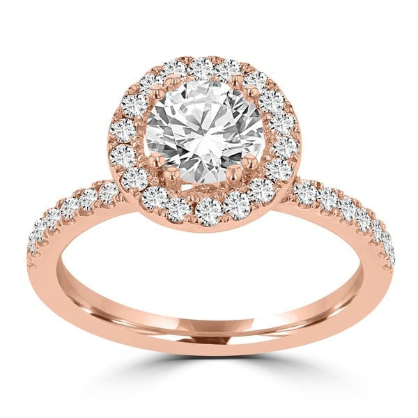 14k Rose Gold Diamond 1.65ct TDW Halo Engagement Ring