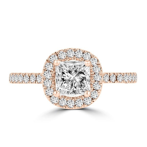 14k Rose Gold Diamond 1.60cts TDW Halo Engagement Ring