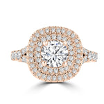 14k Rose Gold 1 4/5ct TDW Double Halo Diamond Engagement Ring