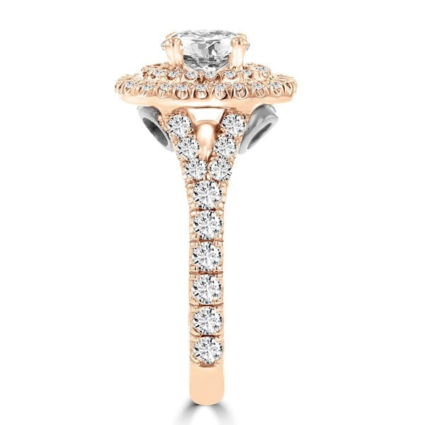 14k Rose Gold 1 4/5ct TDW Double Halo Diamond Engagement Ring