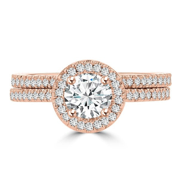 14k Rose Gold Diamond 0.95ct TDW Bridal Set