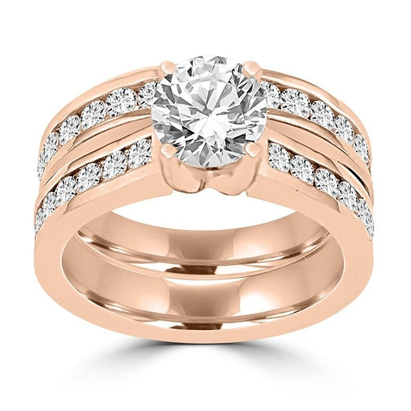 14k Rose Gold Diamond 2 1/4ct. TDW Bridal Set