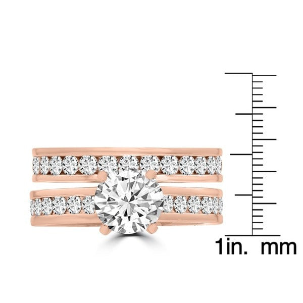 14k Rose Gold Diamond 2 1/4ct. TDW Bridal Set