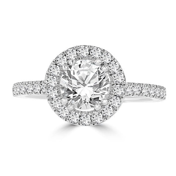 14k White Gold 1.65ct TDW Diamond Halo Engagement Ring