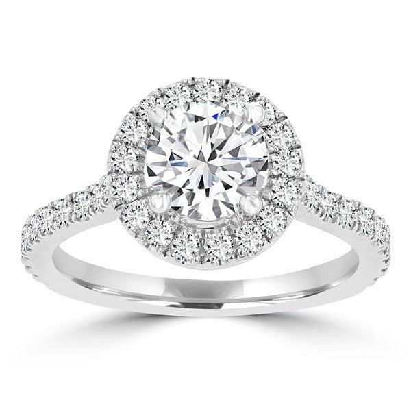 14k White Gold Diamond 1.55ct TDW Halo Engagement Ring