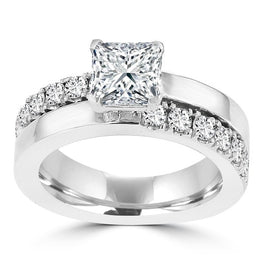 14k White Gold 1.55ct. TDW Princess-cut Diamond Engagement Ring