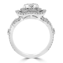 14K White Gold Double Halo 1.75cts TDW Diamond Engagement Ring