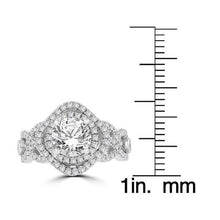 14K White Gold Double Halo 1.75cts TDW Diamond Engagement Ring