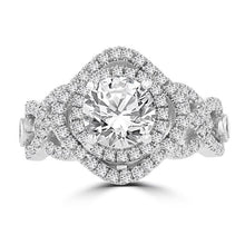14K White Gold Double Halo 1.75cts TDW Diamond Engagement Ring