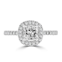 14k White Gold Diamond 1.60cts TDW Halo Engagement Ring