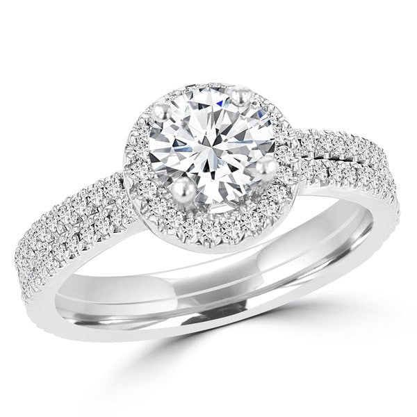 14k White Gold 0.95ct. TDW Diamond Bridal Set