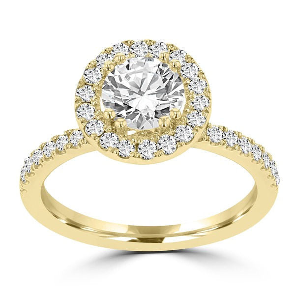 14k Yellow Gold 1.65ct TDW Diamond Halo Engagement Ring
