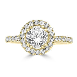 14k Yellow Gold 1.65ct TDW Diamond Halo Engagement Ring