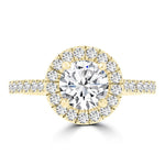 14K Yellow Gold Diamond 1.55ct TDW Halo Engagement Ring