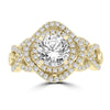 14k Yellow Gold Double Halo 1.75cts TDW Diamond Engagement Ring