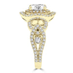 14k Yellow Gold Double Halo 1.75cts TDW Diamond Engagement Ring